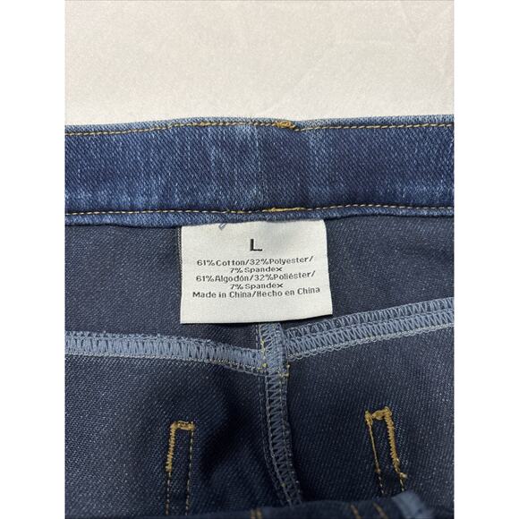 Women's L Lightweight Blue Denim Pull On Leggings Everyday Classic Neutral Basic - Picture 4 of 8